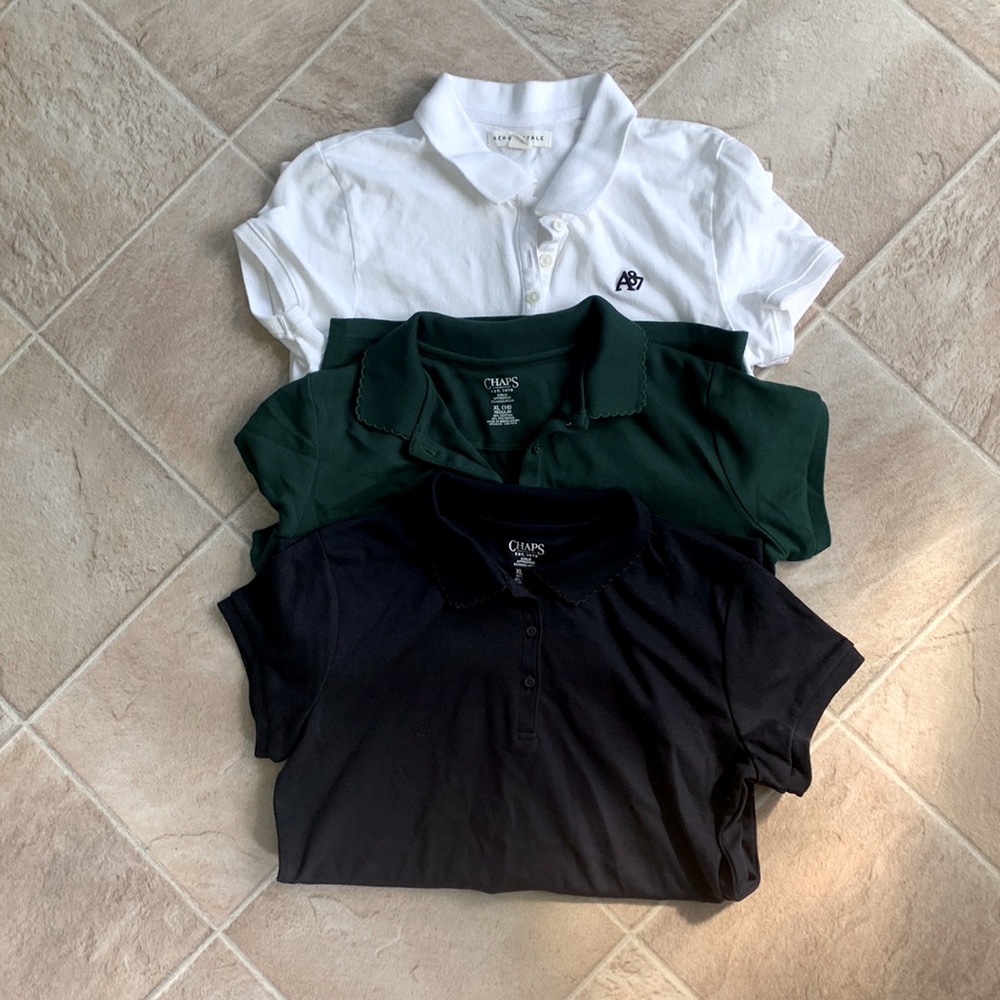 3 short sleeve girls polo shirts. Perfect for school! Size XL